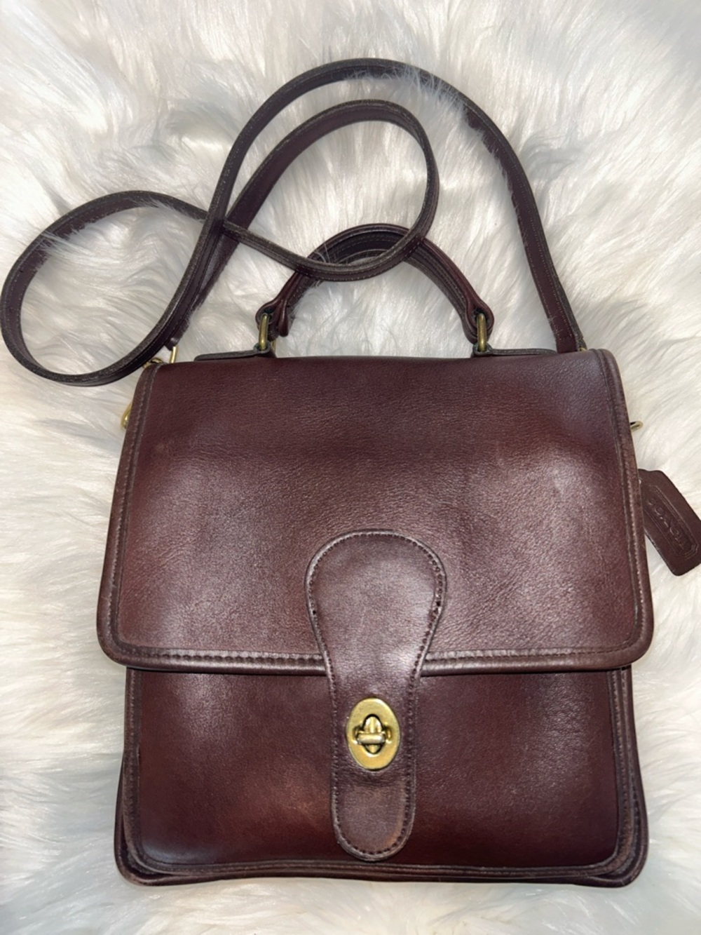 Coach Brown Leather Turnlock Top-Handle Crossbody